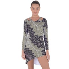 Pattern Decoration Retro Asymmetric Cut-out Shift Dress