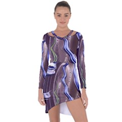Art Design Decoration Card Color Asymmetric Cut-out Shift Dress