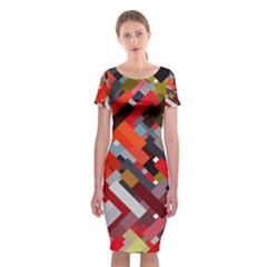 Maze Mazes Fabric Fabrics Color Classic Short Sleeve Midi Dress by Pakrebo