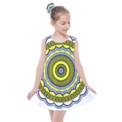Mandala Pattern Round Ethnic Kids  Summer Dress by Pakrebo