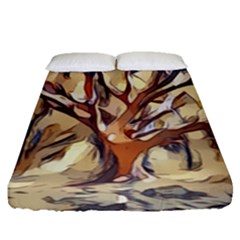 Tree Forest Woods Nature Landscape Fitted Sheet (queen Size)