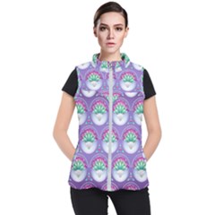 Background Floral Pattern Purple Women s Puffer Vest by Pakrebo