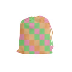 Checkerboard Pastel Squares Drawstring Pouch (medium) by Pakrebo