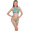 Checkerboard Squares Abstract Cross Front Halter Bikini Set View1