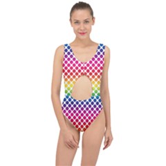 Polka Dots Spectrum Colours Dots Center Cut Out Swimsuit by Pakrebo