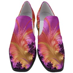 Fractal Puffy Feather Art Artwork Slip On Heel Loafers by Pakrebo
