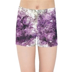 Amethyst Purple Violet Geode Slice Kids  Sports Shorts by genx
