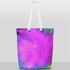 Psychedelic Purple Garden Milkweed Flower Full Print Rope Handle Tote (small) by myrubiogarden