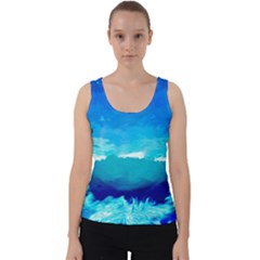 Blue Sky Artwork Drawing Painting Velvet Tank Top by Pakrebo
