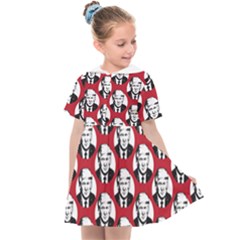 Trump Retro Face Pattern Maga Red Us Patriot Kids  Sailor Dress