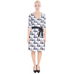 Trump Retro Face Pattern Maga Black And White Us Patriot Wrap Up Cocktail Dress by snek