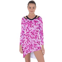 Standard Pink Camouflage Army Military Girl Funny Pattern Asymmetric Cut-out Shift Dress by snek