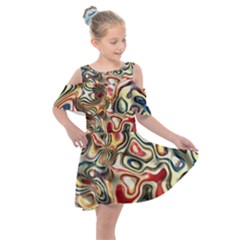 Abstract Background Pattern Art Kids  Shoulder Cutout Chiffon Dress by Pakrebo