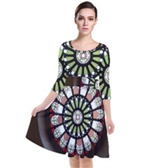 Color Light Glass Quarter Sleeve Waist Band Dress by Pakrebo