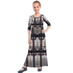 Stained Glass Window Repeat Kids  Quarter Sleeve Maxi Dress