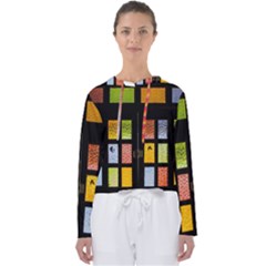 Window Stained Glass Glass Colors Women s Slouchy Sweat by Pakrebo
