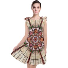 Pattern Round Abstract Geometric Tie Up Tunic Dress