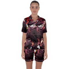 Texture Art Design Pattern Satin Short Sleeve Pyjamas Set