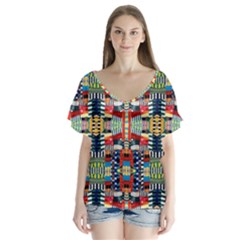 Ml 4-2 V-neck Flutter Sleeve Top