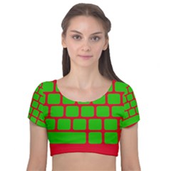 Keyboard Keys Computer Input Pc Velvet Short Sleeve Crop Top  by Pakrebo