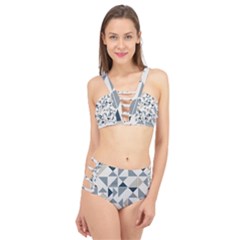 Geometric Triangle Modern Mosaic Cage Up Bikini Set by Pakrebo