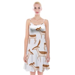 Seamless Deer Pattern Design Spaghetti Strap Velvet Dress by Pakrebo