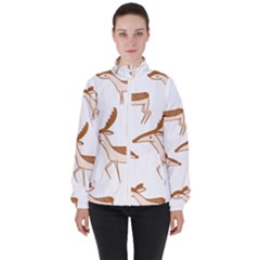 Seamless Deer Pattern Design High Neck Windbreaker (women) by Pakrebo