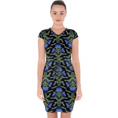 Pattern Thistle Structure Texture Capsleeve Drawstring Dress  by Pakrebo