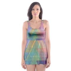 Triangle Pattern Mosaic Shape Skater Dress Swimsuit by Pakrebo