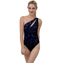 Blued Dark Bubbles Print To One Side Swimsuit