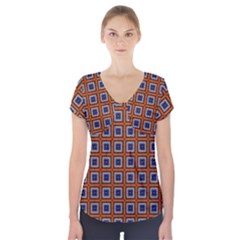 Tile Background Image Pattern Short Sleeve Front Detail Top by Pakrebo