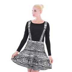 Ethno Seamless Pattern Suspender Skater Skirt by Pakrebo