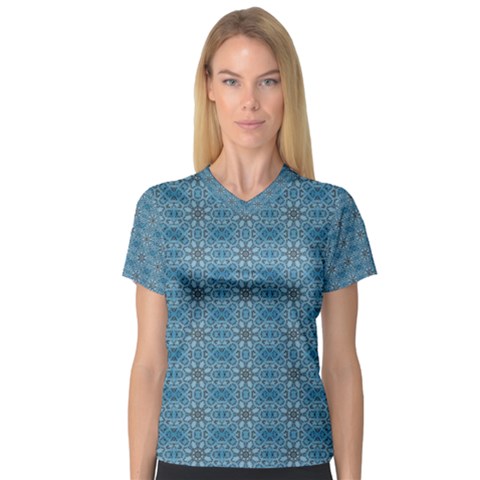 Background Image Pattern V-neck Sport Mesh Tee by Pakrebo