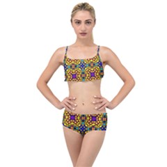 Tile Background Image Graphic Abstract Layered Top Bikini Set