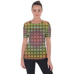 Tile Background Image Pattern Art Shoulder Cut Out Short Sleeve Top by Pakrebo