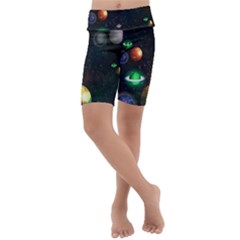 Galactic Kids  Lightweight Velour Cropped Yoga Leggings by WensdaiAmbrose