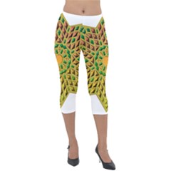 Star Pattern  Background Image Lightweight Velour Capri Leggings  by Pakrebo