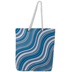 Blue Wave Surges On Full Print Rope Handle Tote (large) by WensdaiAmbrose