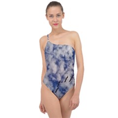 Pelicans In Flight Classic One Shoulder Swimsuit by StarvingArtisan