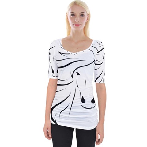 Animal Equine Face Horse Wide Neckline Tee by Wegoenart