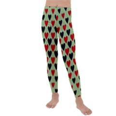 Red & Black Hearts - Olive Kids  Lightweight Velour Leggings by WensdaiAmbrose
