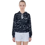 Black And White Grunge Cracked Abstract Print Women s Tie Up Sweat
