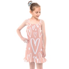 Coral Pattren With White Hearts Kids  Overall Dress by alllovelyideas