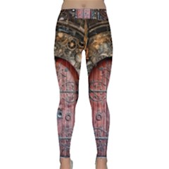 Steampunk Gears Pipes Brass Door Classic Yoga Leggings by Pakrebo