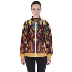 Tree Monster Maestro Landscape High Neck Windbreaker (women) by Pakrebo