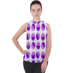 Kawaii Grape Jam Jar Pattern Mock Neck Chiffon Sleeveless Top by snowwhitegirl