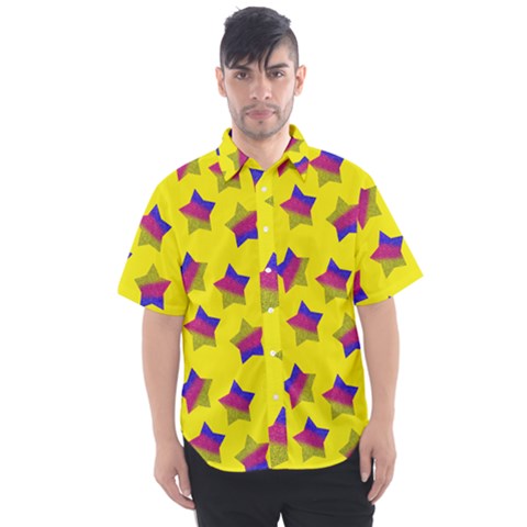 Ombre Glitter  Star Pattern Men s Short Sleeve Shirt by snowwhitegirl