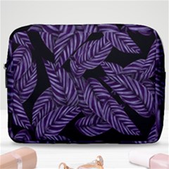 Tropical Leaves Purple Make Up Pouch (large)