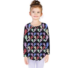 Colorful Cherubs Black Kids  Long Sleeve Tee