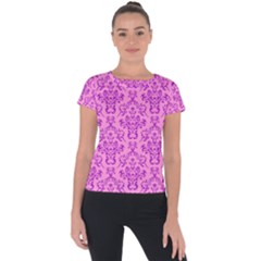 Victorian Paisley Pink Short Sleeve Sports Top 